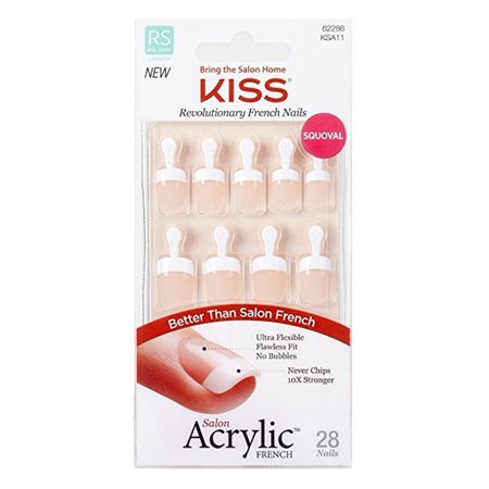 KISS Acrylic French Kit False Nails 28 Pc - Bellso